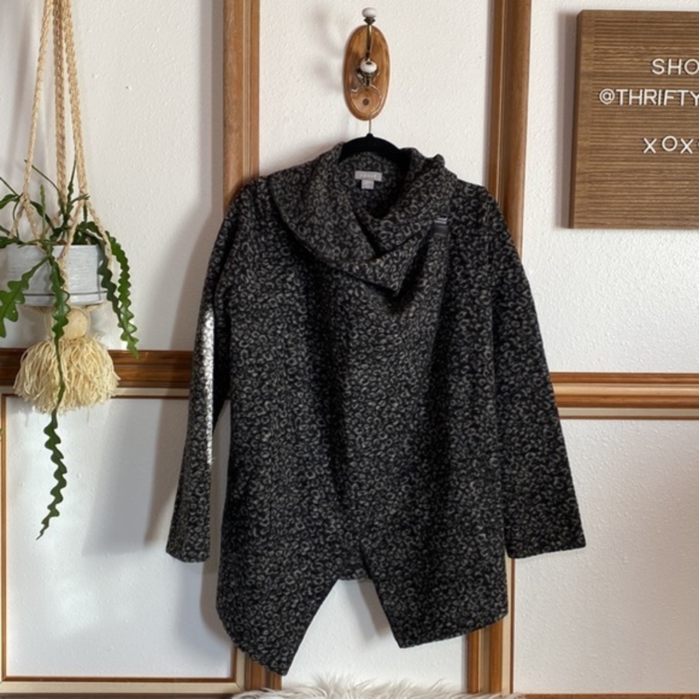 Kenar black and gray wool blend leopard sweater